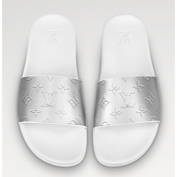 Louis Vuitton Waterfront Mule White Silver Monogram Slide Sandal UK 9 US 10 11 - Picture 7 of 16
